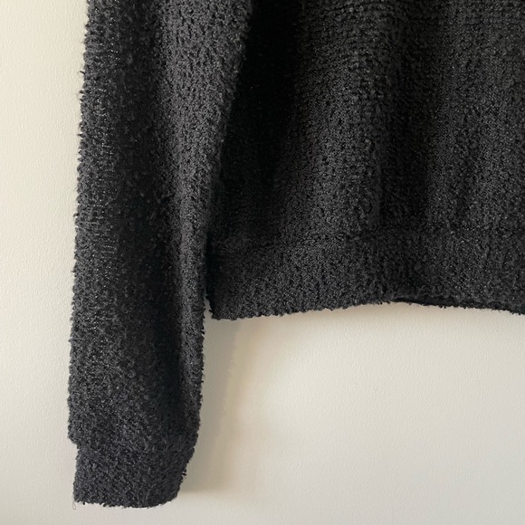 Textured Knit Sweater - Long-Sleeve - Cropped Length - Black - Picture 3 of 4
